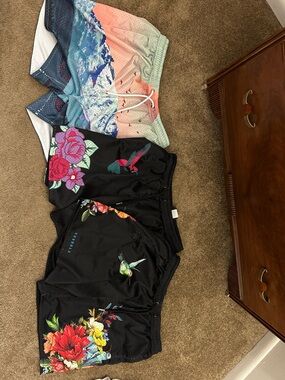 YoungLA Men's Athletic Gym Shorts — Black, Coral, Teal, Mint (set of 3)